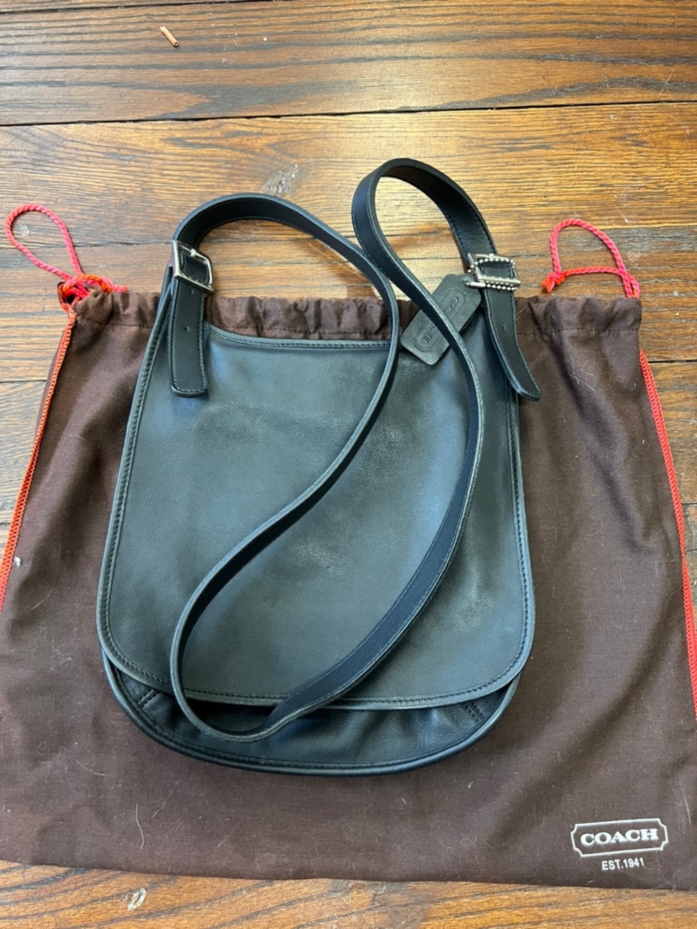 LEATHER SADLE COACH CROSSBODY BAG